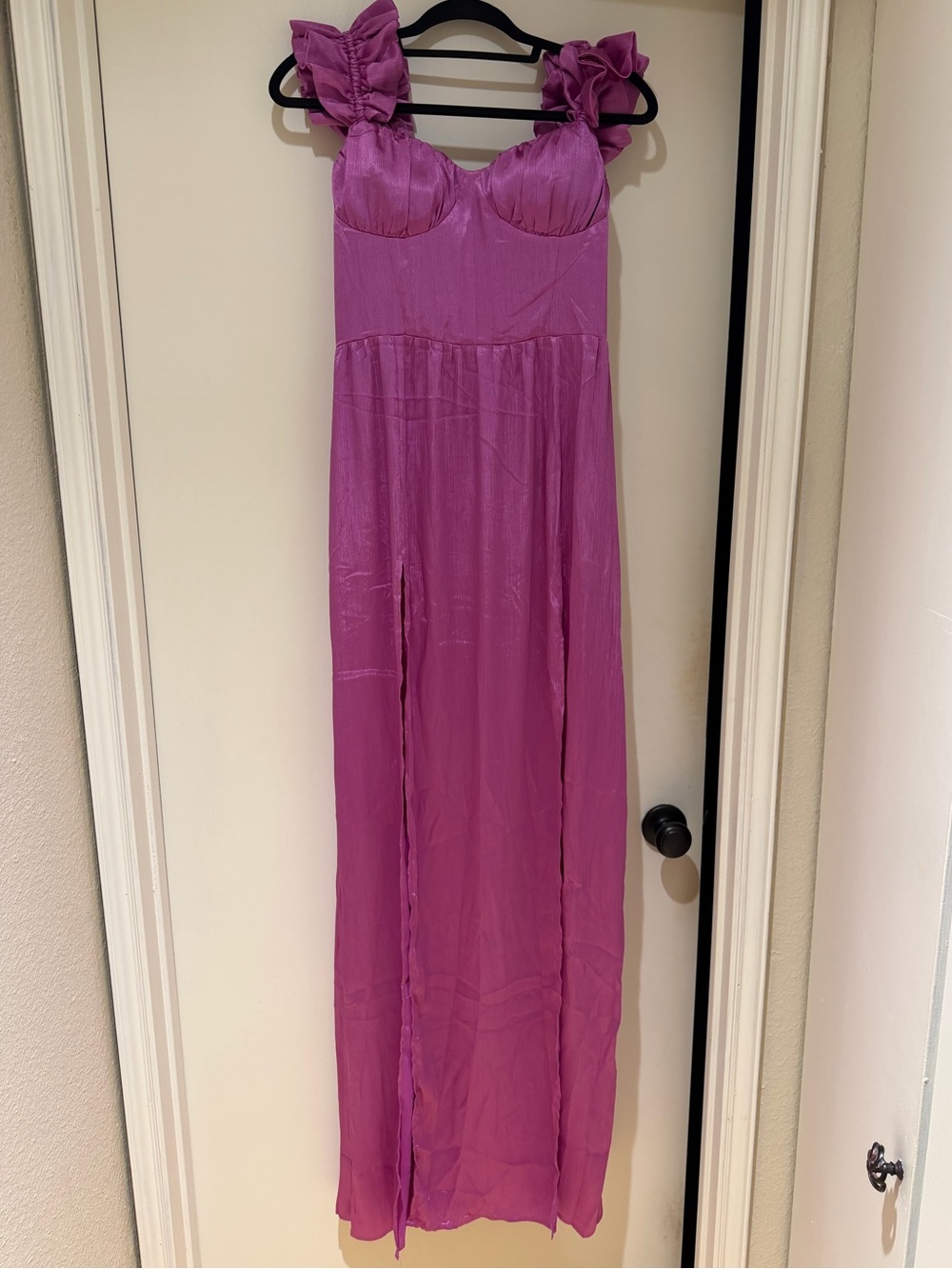 Hello Molly Magenta Ruffle Strap Maxi Dress